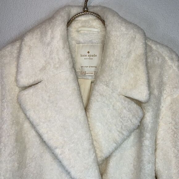 New Kate Spade Brooks Street Teddy Coat French Cream XS - Picture 3 of 14